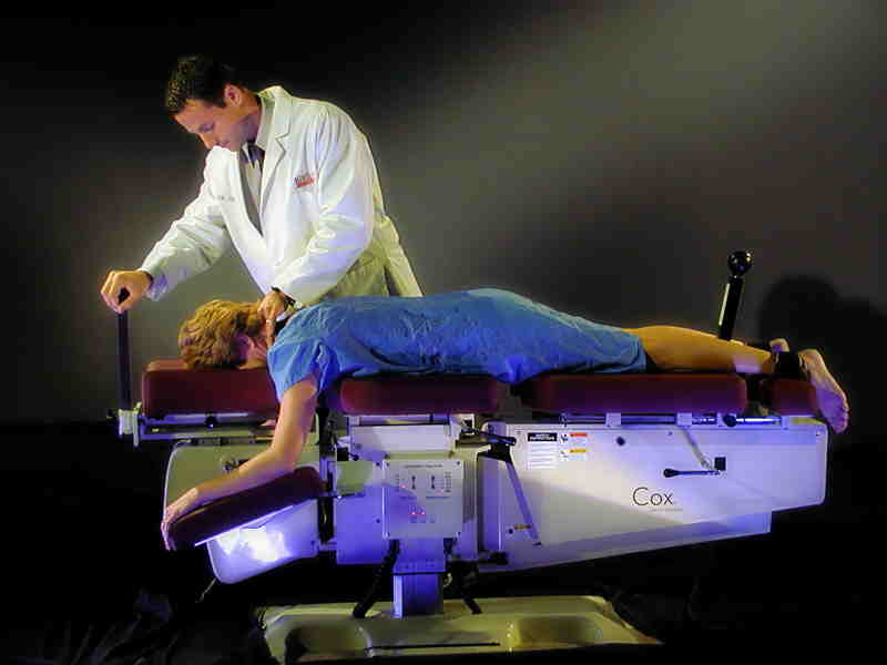 doctor performing the Cox Technic on a patient